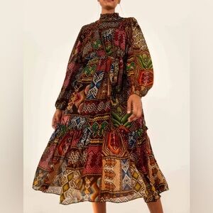 Farm Rio Dress Rauti Midi Dress in Small Multicolor